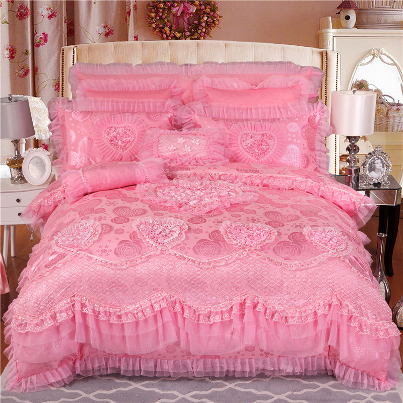 IvaRose  ũ ư ƾ Ÿ ī ̽ ħ Ʈ θƽ   ̺ Ŀ BedSpread Ʈ  ŷ 4 / 6 / 9pcs/IvaRose New Silk Cotton satin Luxury Jacquard Lace Bedding Set